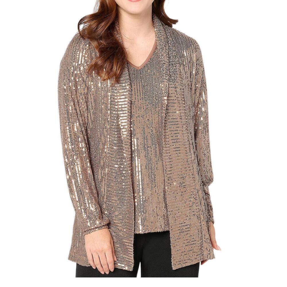 Jingle Belles by Kim Gravel Women's Sequin Mesh Topper Bronze - Regular